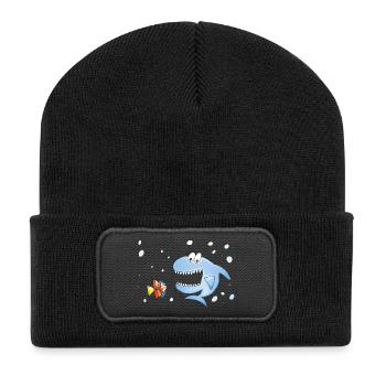 Sharky - Recycelte Patch Beanie - Schwarz - Vorne