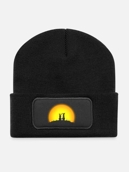 hase kaninchen Karnickel häschen bunny liebe - Recycelte Patch Beanie - Schwarz