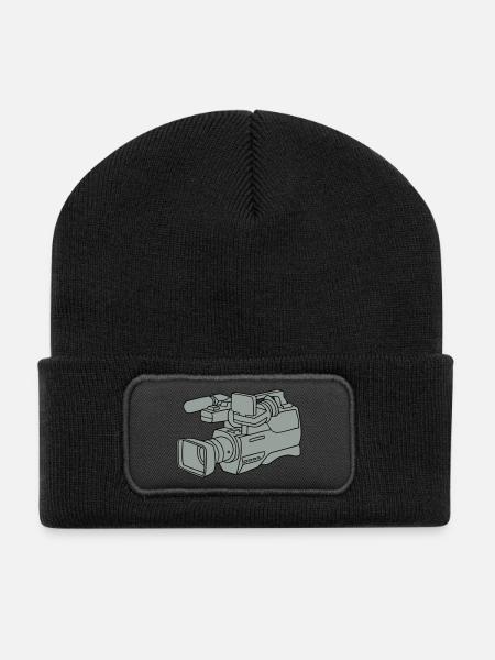 Caméra vidéo 2 - Beanie recyclé à patch - noir