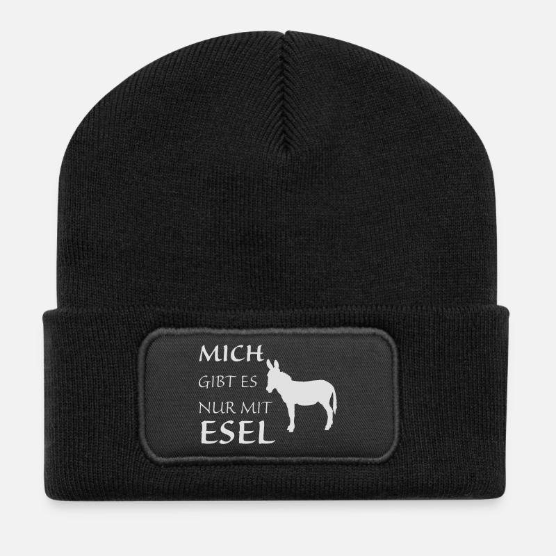 Nur mit Esel - Recycelte Patch Beanie - Schwarz