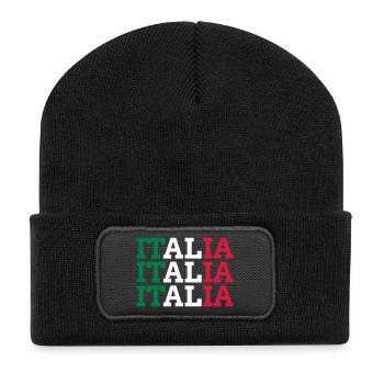 ITALIAN - Recycelte Patch Beanie - Schwarz - Vorne