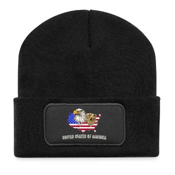 USA Adler grizzly aigle ours Amérique Amérique - Beanie recyclé à patch - noir - Devant