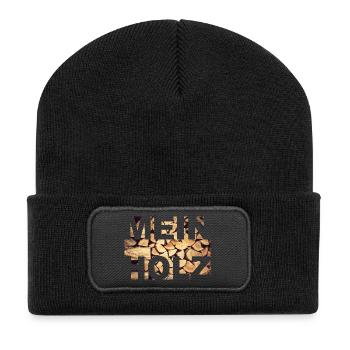 Mein Holz - Recycelte Patch Beanie - Schwarz - Vorne