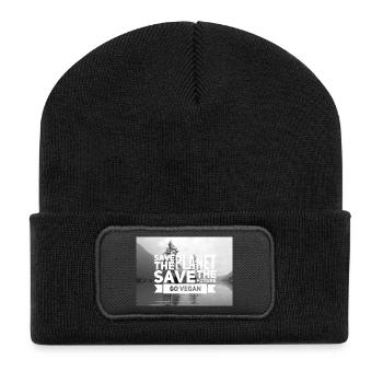 Vegan Veganer Am Geilsten - T Shirt für Gewinner - Recycelte Patch Beanie - Schwarz - Vorne