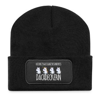 DACHDECKERIN - Toll - Recycelte Patch Beanie - Schwarz - Vorne