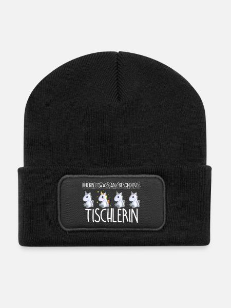 TISCHLERIN - Toll - Recycelte Patch Beanie - Schwarz