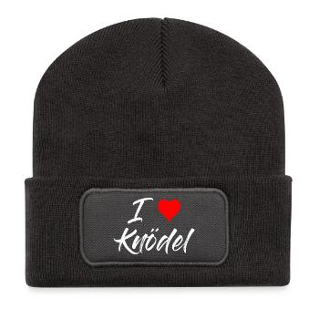 I love Knödel - Recycelte Patch Beanie - Dunkelgrau - Vorne