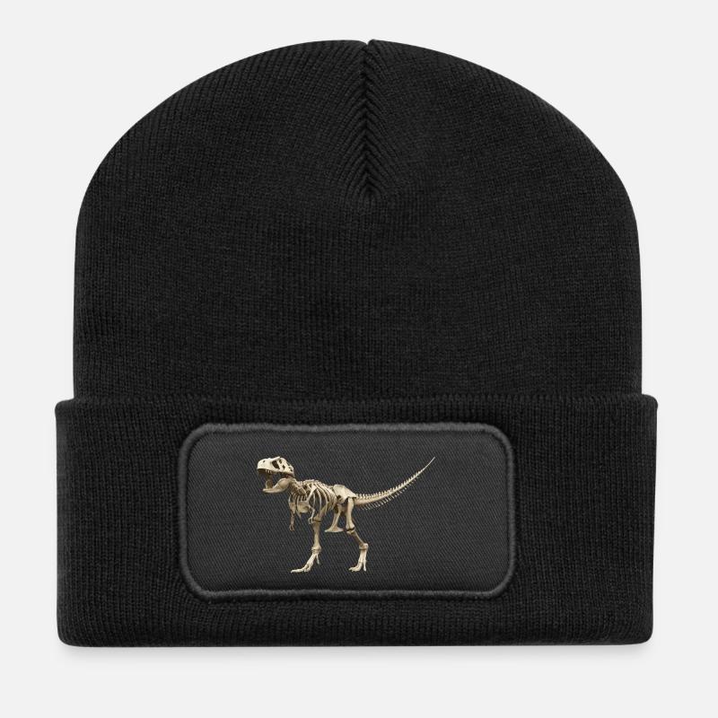 T-rex Skelett - Recycelte Patch Beanie - Schwarz