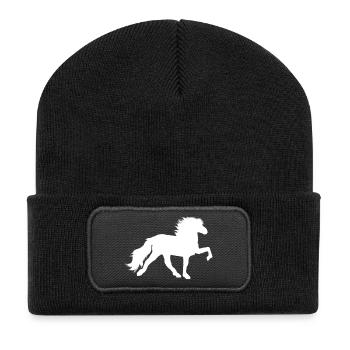 Tölter weiß - Recycelte Patch Beanie - Schwarz - Vorne