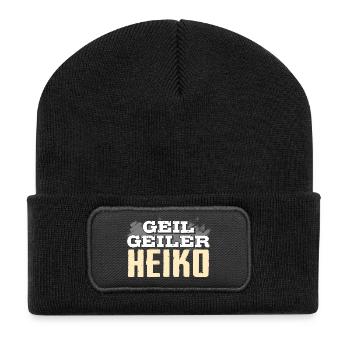 HEIKO - geil - Recycelte Patch Beanie - Schwarz - Vorne