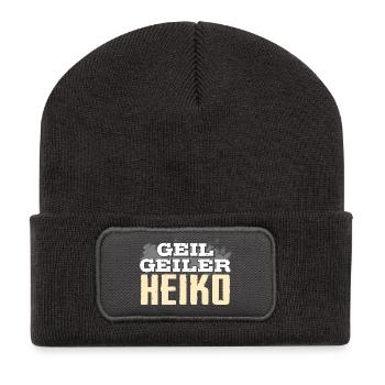 HEIKO - geil - Recycelte Patch Beanie - Dunkelgrau - Vorne