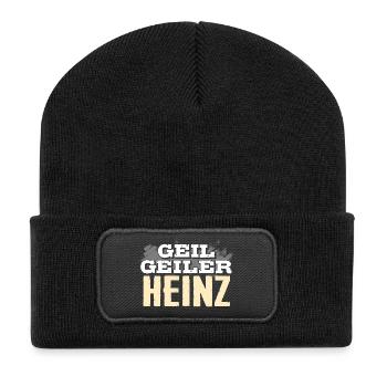 HEINZ - geil - Recycelte Patch Beanie - Schwarz - Vorne
