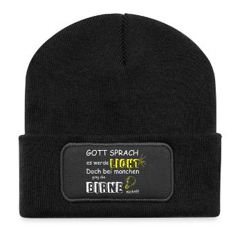 GOTT SPRACH ES WERDE LICHT - Recycelte Patch Beanie - Schwarz - Vorne