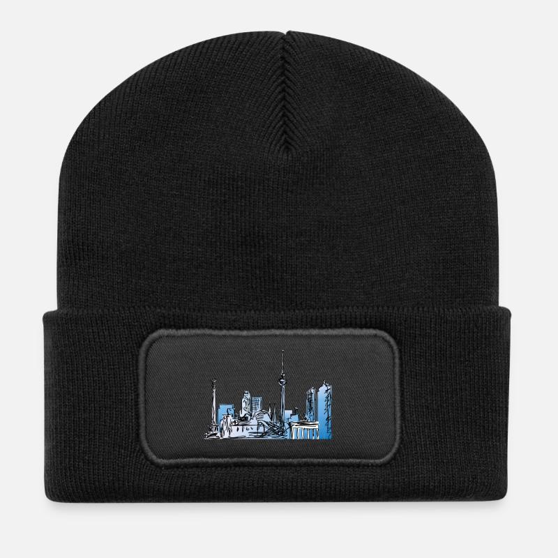 Berlin gezeichnet - Recycelte Patch Beanie - Schwarz