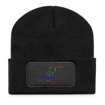 Dextromethorphan DXM Strukturformel - Recycelte Patch Beanie - Schwarz - Vorne