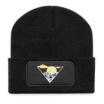 Landscape Mountains Sun Nature Gift Idea - Recycled Patch Beanie - black - Front