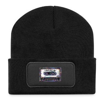 Kassette HipHop 90s - Recycelte Patch Beanie - Schwarz - Vorne