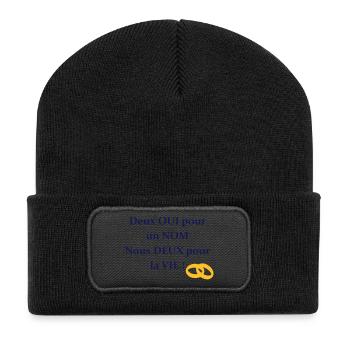 t_shirt_mariage_deux_oui_pour_un_nom - Recycled Patch Beanie - black - Front