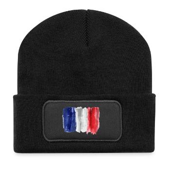 Flag of France in Watercolor - Recycled Patch Beanie - black - Front