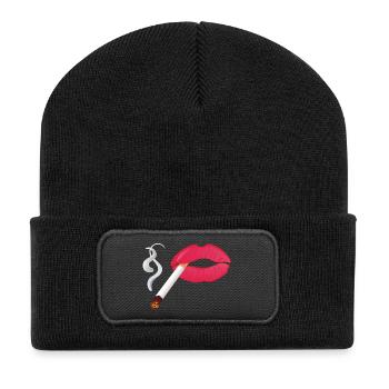 fumeur à la chaîne - Beanie recyclé à patch - noir - Devant