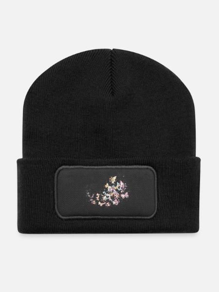 schmetterling - Recycelte Patch Beanie - Schwarz