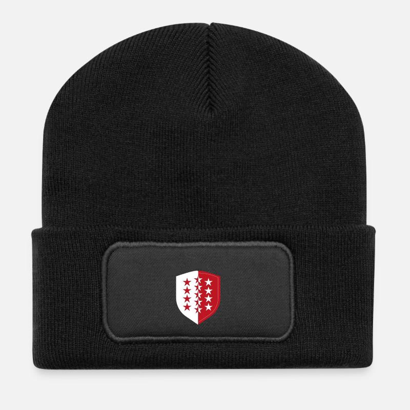 Drapeau Valais - Wallis - Recycelte Patch Beanie - Schwarz