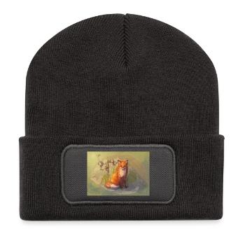 Herbst Fuchs - Recycelte Patch Beanie - Dunkelgrau - Vorne
