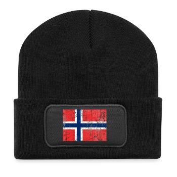 Fahne Norwegen Norway flag Flagge drapeau bandera - Recycled Patch Beanie - black - Front