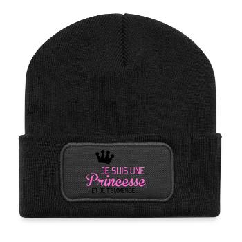 je suis une princesse et je t'emmerde - Recycled Patch Beanie - black - Front