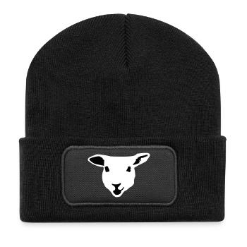 Schaf, Lamm - Recycelte Patch Beanie - Schwarz - Vorne