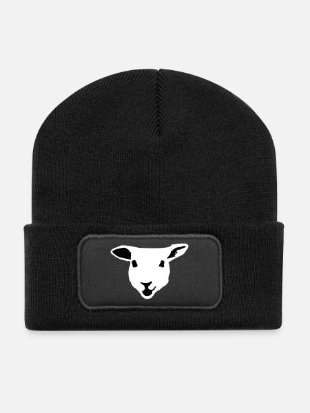 Schaf, Lamm - Recycelte Patch Beanie - Schwarz