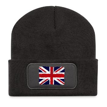Union Jack - UK Flag - Recycelte Patch Beanie - Dunkelgrau - Vorne