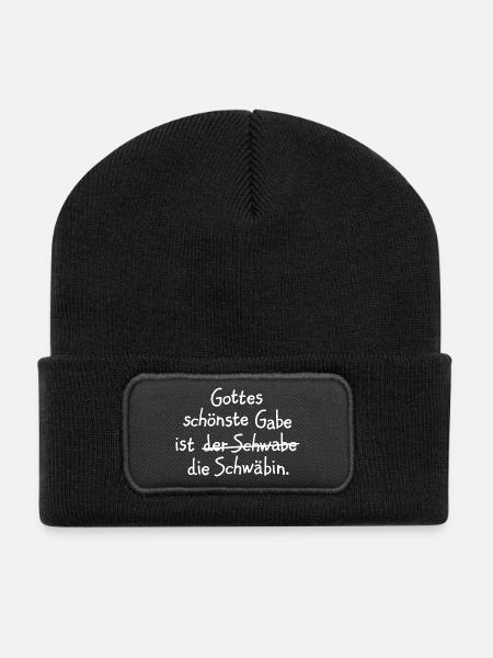 Gottes schönste Gabe ist die Schwäbin - Recycelte Patch Beanie - Schwarz