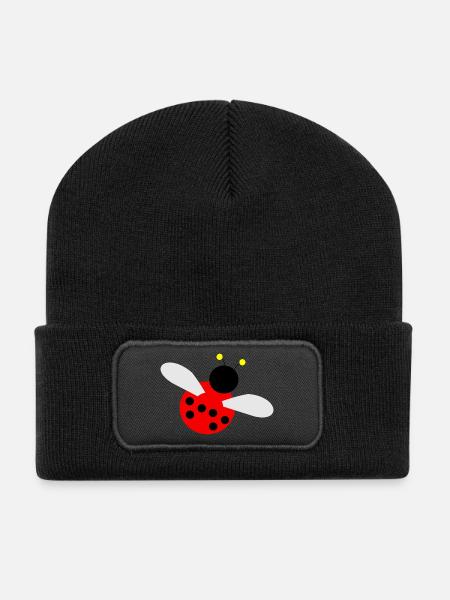 Marienkäfer mit bunten Punkten und Flügeln - Recycelte Patch Beanie - Schwarz