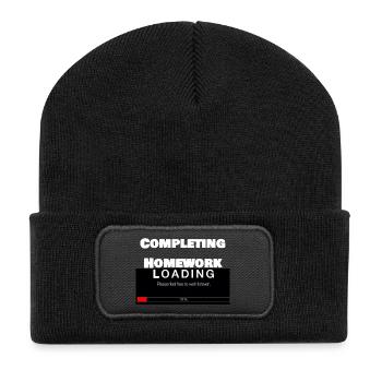 Barre de chargement défilante Université Funny Print - Beanie recyclé à patch - noir - Devant