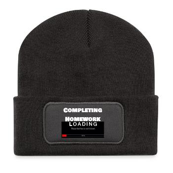 Barre de chargement défilante Université Funny Print - Beanie recyclé à patch - charbon - Devant