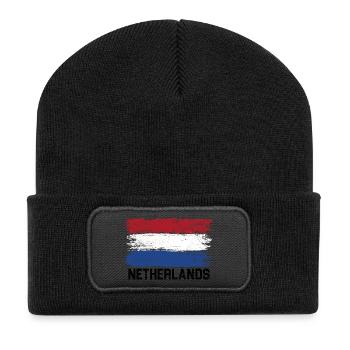 Pinselstrich-Trikolore-Flagge - Recycelte Patch Beanie - Schwarz - Vorne