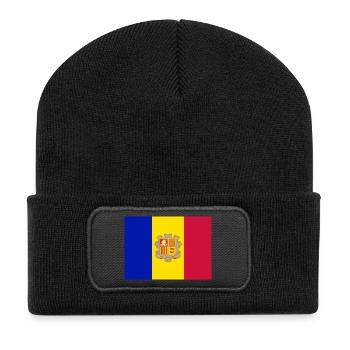 Autocollant drapeau d'Andorre Fahne von Andorra - Beanie recyclé à patch - noir - Devant