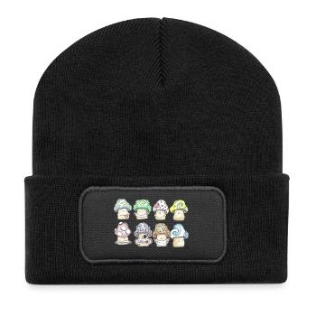Champignons Pastel Espiègles - Beanie recyclé à patch - noir - Devant