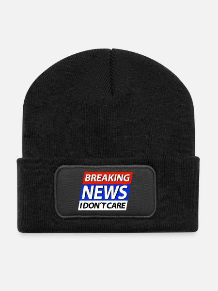 Breaking News I don't care breaking news - Recycled Patch Beanie - black