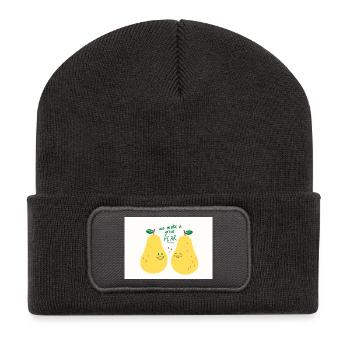 POIRE - Beanie recyclé à patch - charbon - Devant