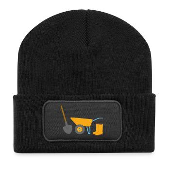 Gartenarbeit - Recycelte Patch Beanie - Schwarz - Vorne