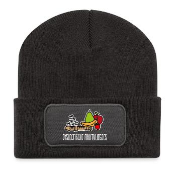 Dyslexische Frucht fliegen Legasthenie Blockflöte - Recycelte Patch Beanie - Dunkelgrau - Vorne