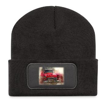 Nostalgisches Altes Amerikanisches Traumauto - Recycelte Patch Beanie - Dunkelgrau - Vorne