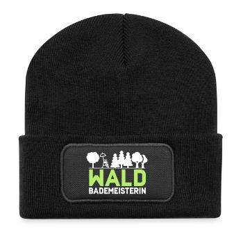 Waldbademeisterin für das Waldbaden im Waldbad - Recycelte Patch Beanie - Schwarz - Vorne