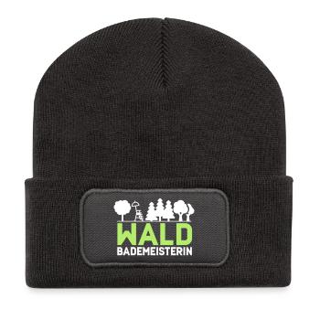Waldbademeisterin für das Waldbaden im Waldbad - Recycelte Patch Beanie - Dunkelgrau - Vorne
