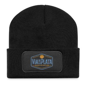 Via de la Plata Pilgrims' Stamp | Santiago - Recycled Patch Beanie - black - Front
