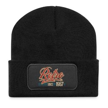 Retro 1967 Jahrgang Baujahr Geburtstag Vintage - Recycelte Patch Beanie - Schwarz - Vorne