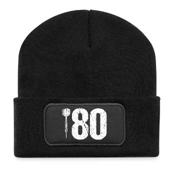DART DARTS 180 ONEHUNDREDANDEIGHTY DARTSPIELER - Recycelte Patch Beanie - Schwarz - Vorne