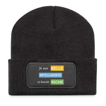 Je suis belle, intelligente et bientôt riche - Beanie recyclé à patch - charbon - Devant